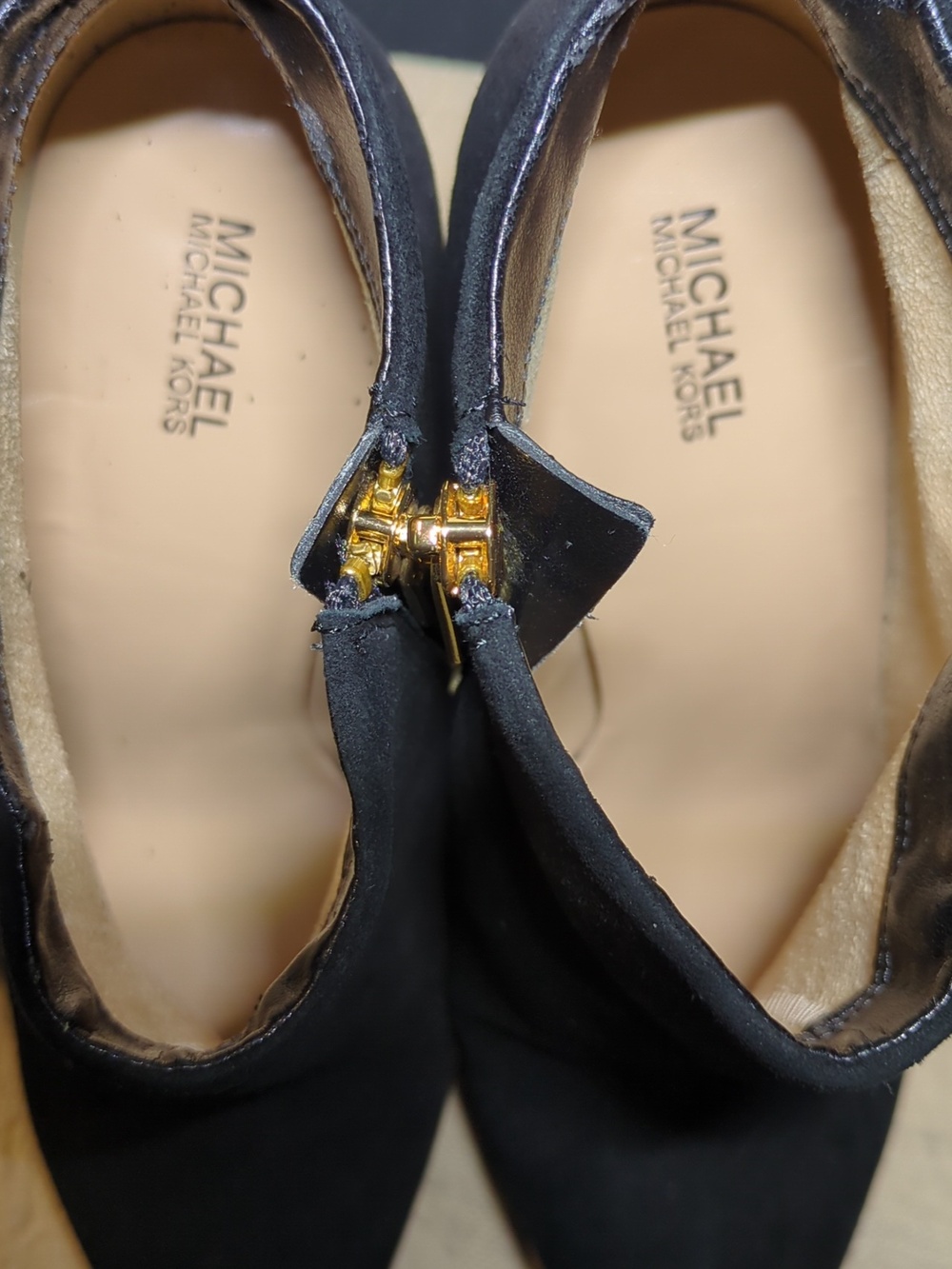 Michael Kors Black Suede High Heel Ankle Boots w/Gold Zippers NOW ONLY $55 WOW - Picture 7 of 13